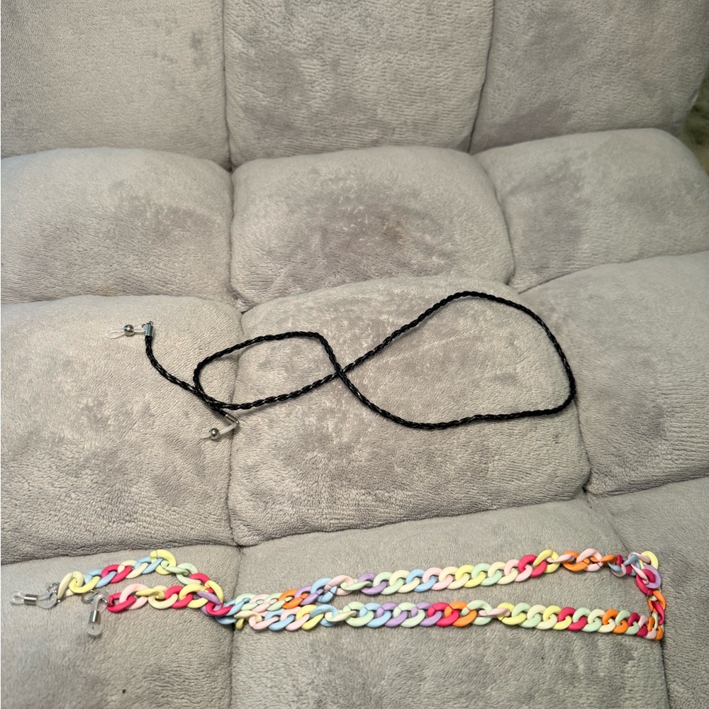 Glasses Colorful Multicolor Chain Strap holder + Black Braided Strap holder